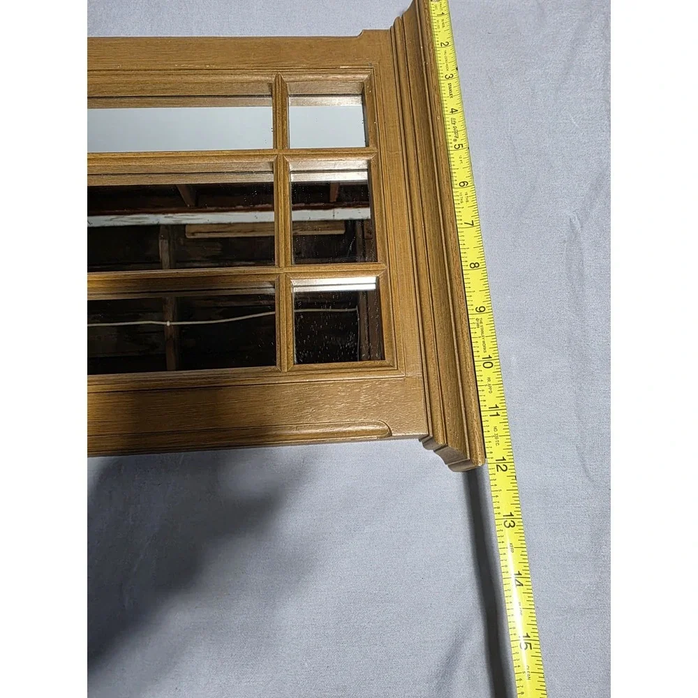 Vintage MCM Homco Cathedral Window 9 Pane Wall Haning Mirror Wood Look ~ Retro